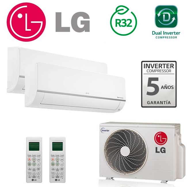 Aire acondicionado 2X1 LG PC09SQ + PC12SQ + MU2R19 CONFORT CONNECT