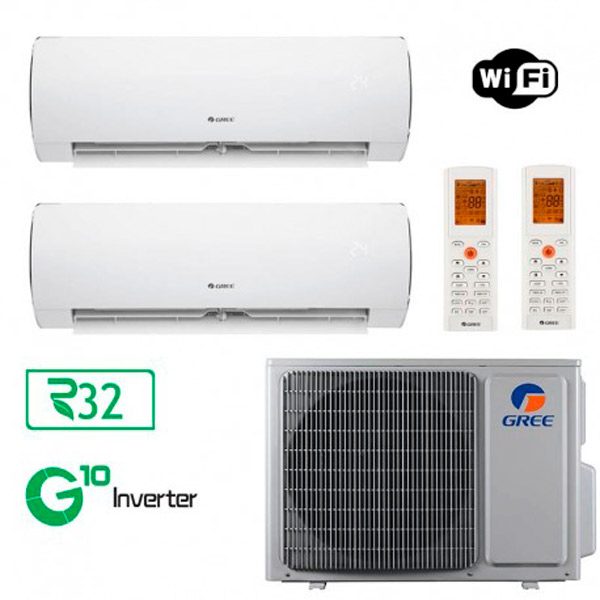 AIRE ACONDICIONADO GREE 2X1 FM 24 R32 + FAIR 12 + FAIR 12 WIFI